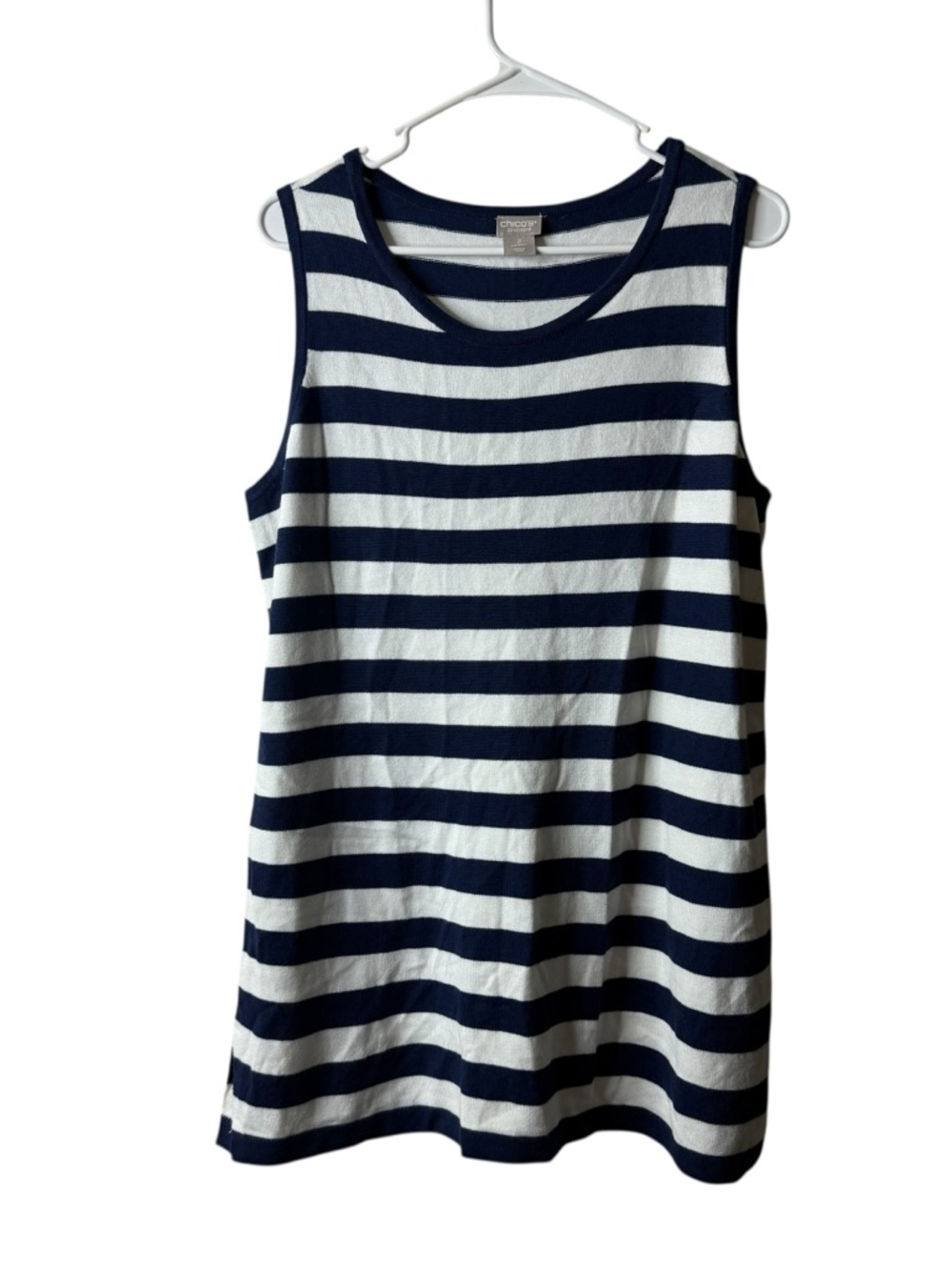Chicos Zenergy Navy Blue Striped Sweater Knit Tank Top 2